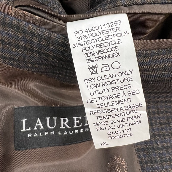 Lauren Ralph Lauren Blazer Sport Jacket Mens 42L Long Polyester Blend‎ Stretch - Picture 9 of 11